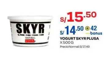 Wong YOGURT SKYR PLUSA X 500 G oferta