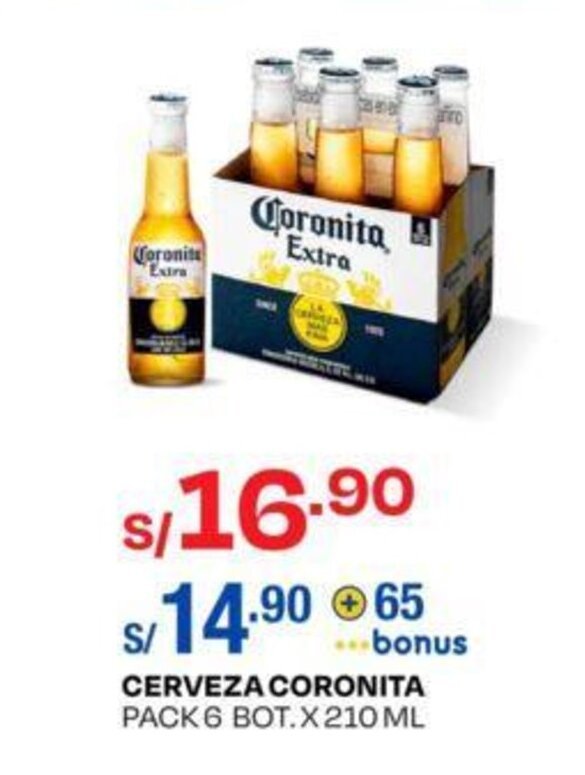 Wong CERVEZA CORONITA PACK 6 BOT. X 210 ML oferta
