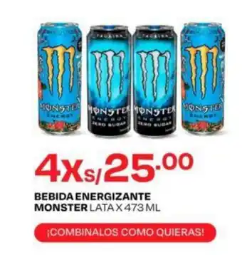 Wong BEBIDA ENERGIZANTE MONSTER LATA 4 X 473 ML oferta