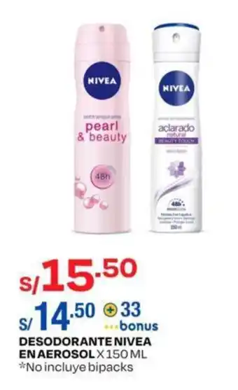 Wong DESODORANTE NIVEA EN AEROSOL X 150 ML *No incluye bipacks oferta