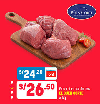 Plaza Vea Guiso tierno de res EL BUEN CORTE x kg oferta