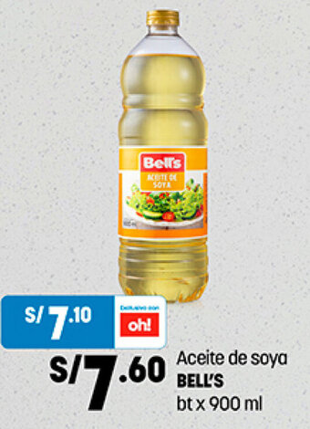 Plaza Vea Aceite de soya BELL'S bt x 900 ml oferta