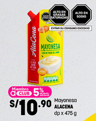 Plaza Vea Mayonesa ALACENA dp x 475 g oferta