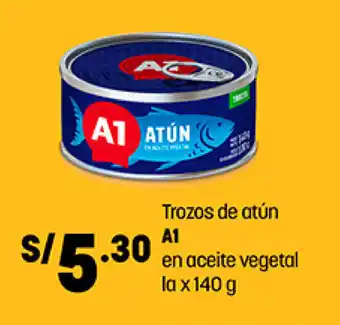 Plaza Vea Trozos de atún A1 en aceite vegetal la x 140 g oferta