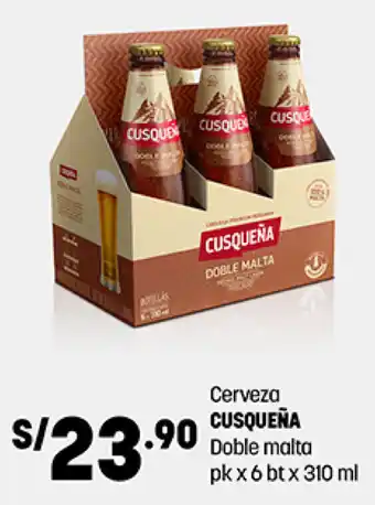 Plaza Vea Cerveza CUSQUEÑA Doble malta pk x 6 bt x 310 ml oferta