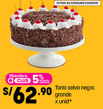 Plaza Vea Torta selva negra grande x unid oferta