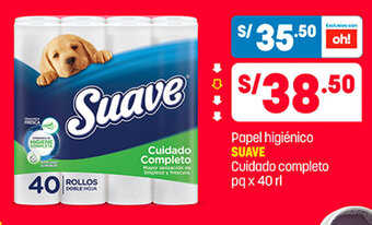 Plaza Vea Papel higiénico SUAVE Cuidado completo pq x 40 rl oferta