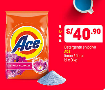 Plaza Vea Detergente en polvo ACE limón / floral bl x 3 kg oferta