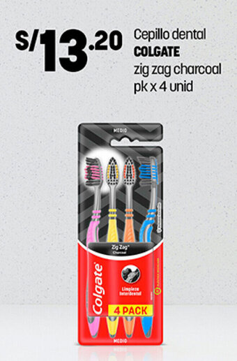 Plaza Vea Cepillo dental COLGATE zig zag charcoal pk x 4 unid oferta