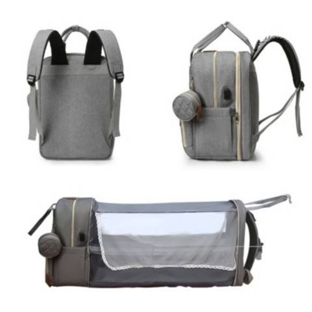 Linio Pañalera mochila amplia cuna 3 en 1 gris oferta