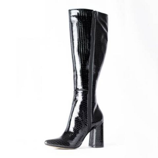 Maestro Botas grecia croco color negro acharolado - taco 9 oferta