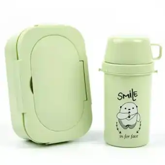 Linio Lonchera táper con compartimentos y cuchara para niños - verde oferta