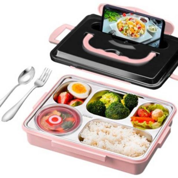Linio Lonchera táper de comida y alimentos 5 divisiones con asa+cubiertos rs oferta