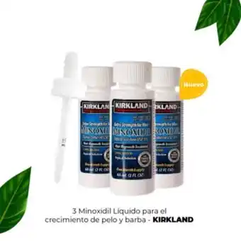 Linio Minoxidil kirkland 5% 3frasco/ 3 meses y gotero - barba y cabello oferta