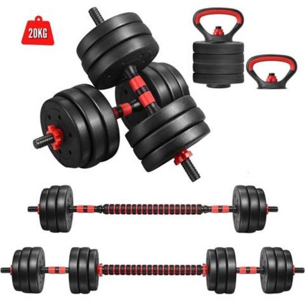 Linio Mancuernas set de 20 kg convertibles + barra oferta