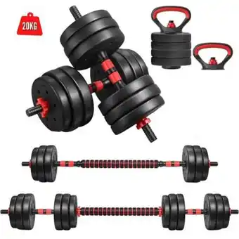 Linio Mancuernas set de 20 kg convertibles + barra oferta