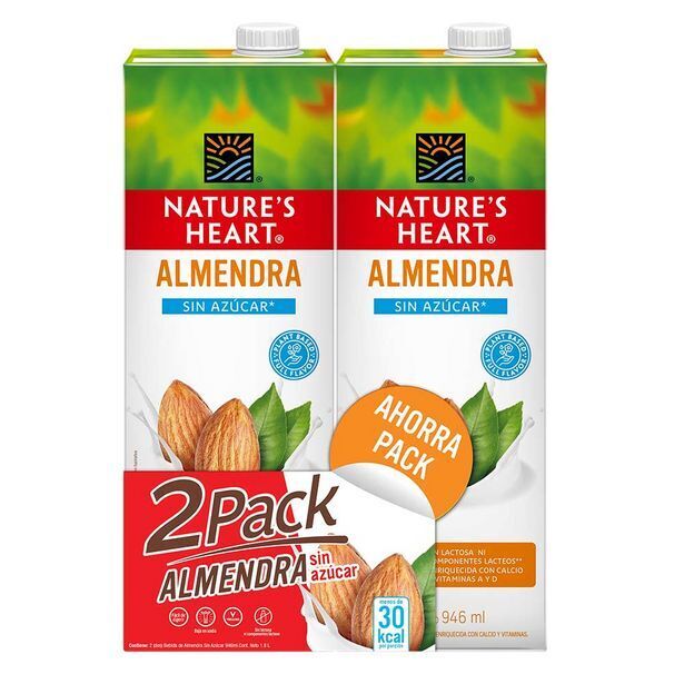 Metro Twopack bebida de almendra nature's heart sin azúcar caja 946ml oferta