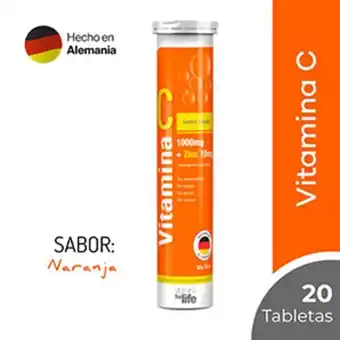Mifarma Vitamina c + zinc vitamins for life tableta efervescente sabor naranja oferta