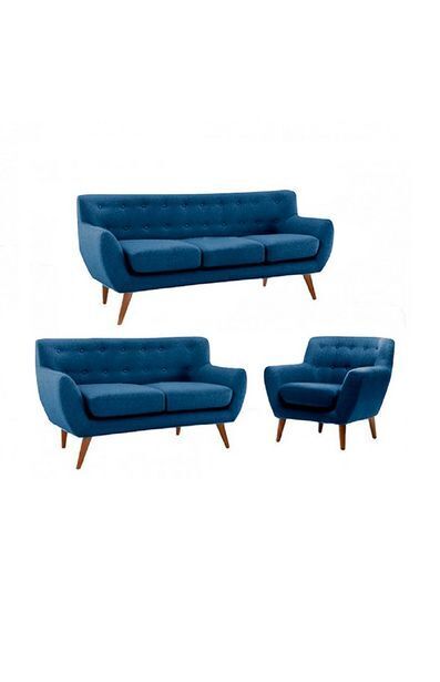 Tiendas EFE Juego de sala fabiani 3-2-1 nazli azul cobalto oferta