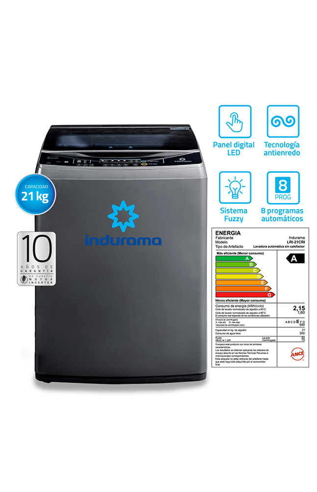 Tiendas EFE Lavadora indurama carga superior 21kg lri-21cri croma oferta