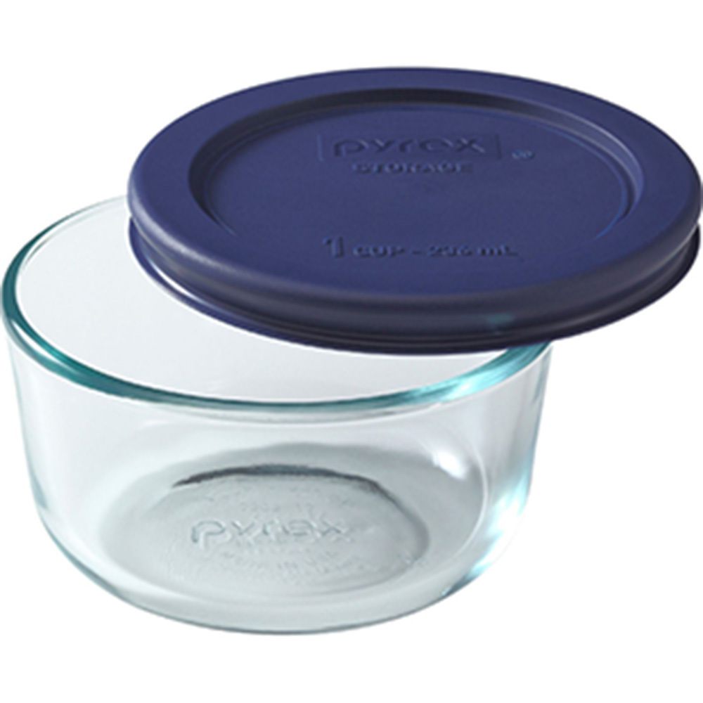 Tiendas EFE Bolo de 236ml pyrex con tapa plástica azul oferta