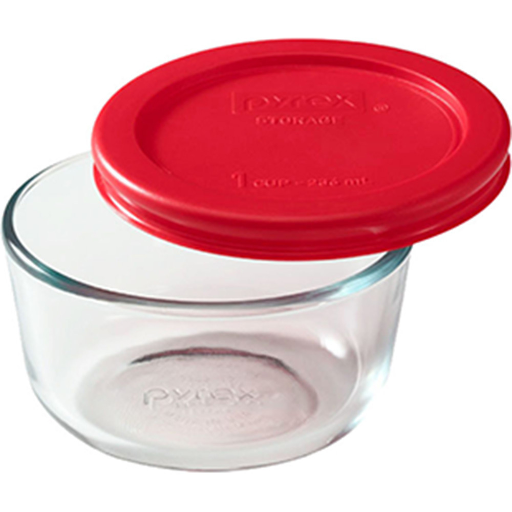 Tiendas EFE Bolo de 236ml pyrex con tapa plástica roja oferta