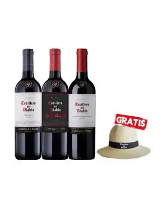 Sumon Licores Vino casillero del diablo 750ml x3und + sombrero casillero oferta