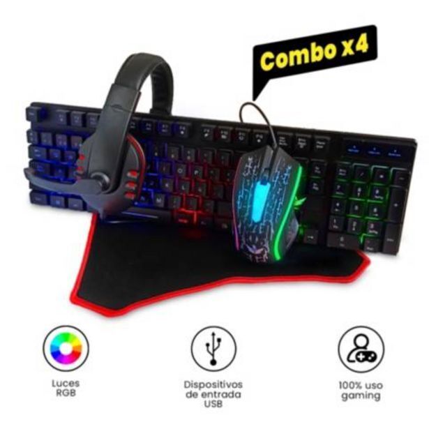 Linio Kit gamer 4 en 1: teclado + mouse + audífonos + pad oferta