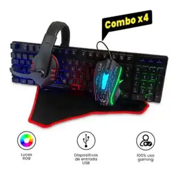 Linio Kit gamer 4 en 1: teclado + mouse + audífonos + pad oferta