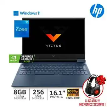 Linio Laptop hp victus by 16-d0503la / intel ci5 11400h nvidia geforce gtx 1650 + 8gb ram 256gb ssd 16.1 oferta