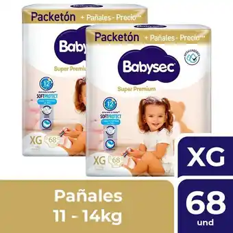 Metro Twopack pañales para bebé babysec super premium talla xg 68un oferta