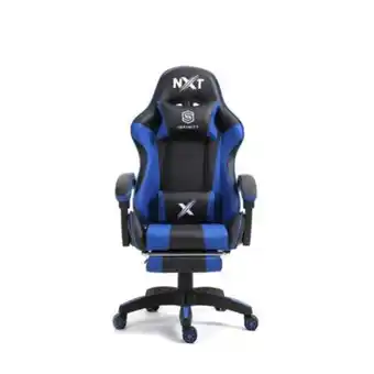Maestro Silla gamer reclinación 155° con posapies y masageador color azul oferta