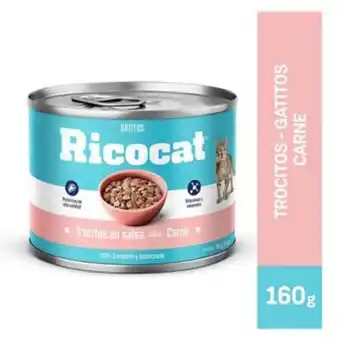 Tottus Comida húmeda para gatos ricocat en salsa de carne de 160 g oferta