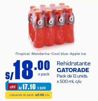 Makro Rehidratante GATORADE Pack de 12 unids. x 500 ml. c/u oferta