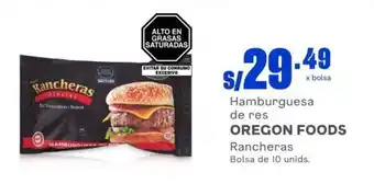 Makro Hamburguesa de res OREGON FOODS Rancheras Bolsa de 10 unids. oferta