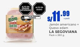 Makro Jamón americano Queso edam LA SEGOVIANA Pack x 360 g. oferta