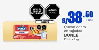 Makro Queso edam en tajadas BONLÉ Pqte. x 1 kg. oferta