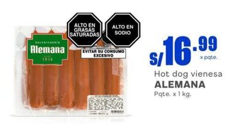 Makro Hot dog vienesa ALEMANA Pqte. x 1 kg. oferta