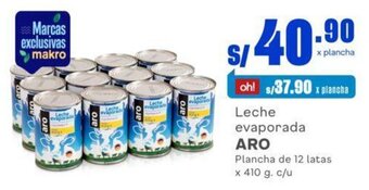 Makro Leche evaporada ARO Plancha de 12 latas x 410 g. c/u oferta