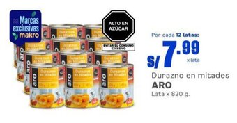 Makro Durazno en mitades ARO Lata x 820 g. oferta