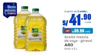 Makro Aceite mezcla de soya - girasol ARO Unid. x 5 L oferta
