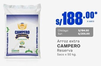 Makro Arroz extra CAMPERO Reserva Saco x 50 kg. oferta