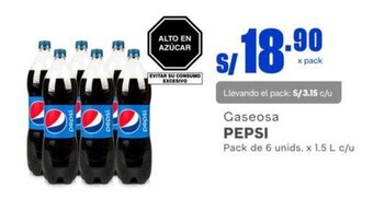 Makro Gaseosa PEPSI Pack de 6 unids. x 1.5 L c/u oferta