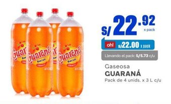 Makro Gaseosa GUARANÁ Pack de 4 unids. x 3 L c/u oferta