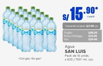 Makro Agua SAN LUIS Pack de 15 unids. x 625 / 750 ml. oferta