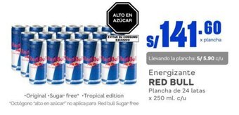 Makro Energizante RED BULL Plancha de 24 latas x 250 ml. c/u oferta