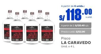 Makro Pisco LA CARAVEDO 6 unids. x 4 L oferta