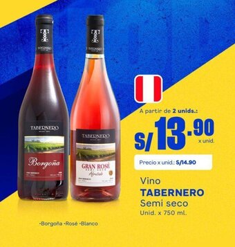 Makro Vino TABERNERO Semi seco 2 unids. x 750 ml. oferta