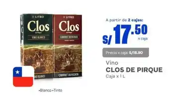 Makro Vino CLOS DE PIRQUE 2 Caja x 1 L oferta
