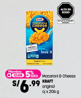 Plaza Vea Macaroni & Cheese KRAFT original cj x 206 g oferta